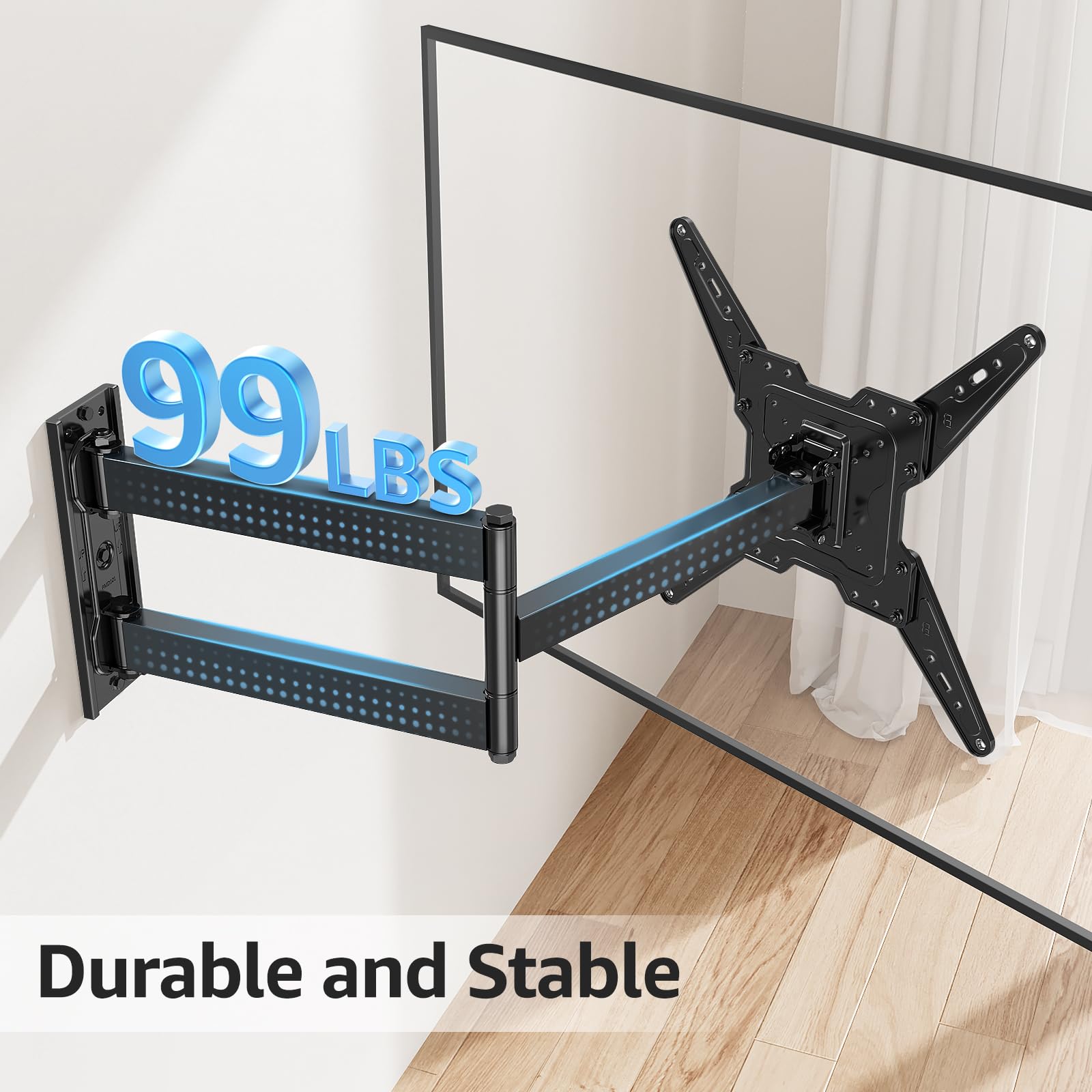 MOUNTUP Soporte de pared de esquina para TV con brazo largo para la mayoría de televisores de 32 a 65 pulgadas, soporte de TV de movimiento completo con soporte de extensión adicional de 31.3