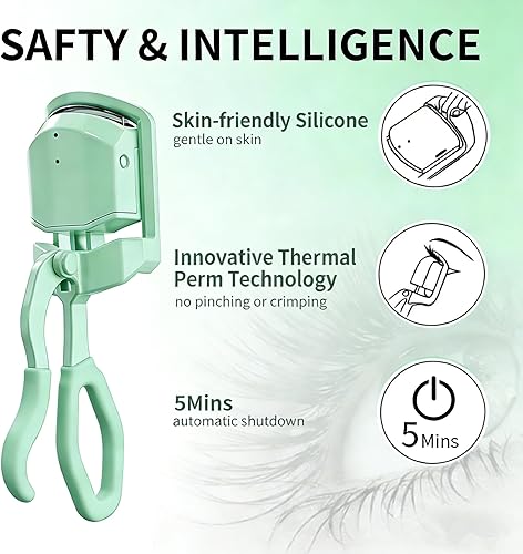 Miniatura 3 de Rizador de pestañas calentado que se calienta rápidamente en 5 segundos, rizador de pestañas eléctrico recargable para rizos de larga duración de 24