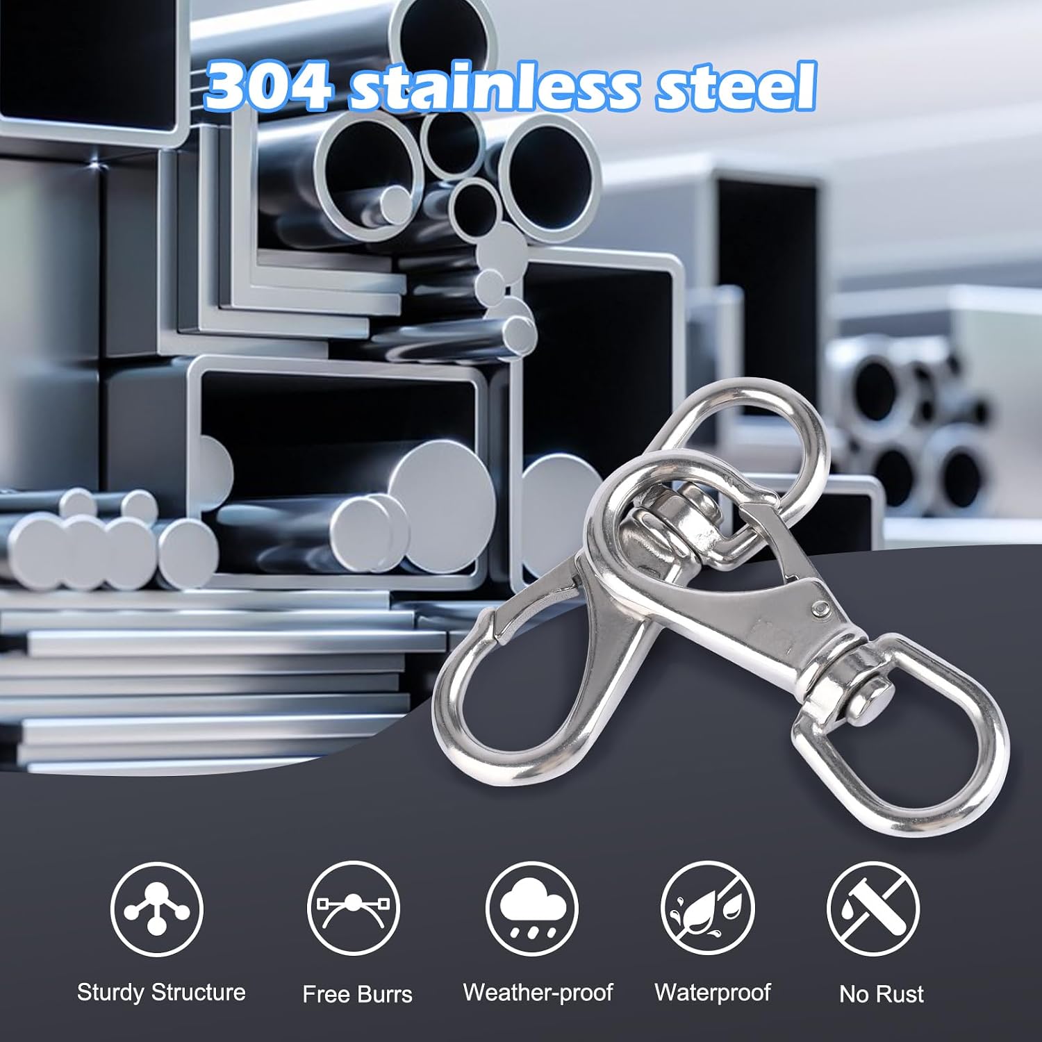 4" Flag Clips for Flagpole, 304 Stainless Steel Swivel Diving Clips image 4