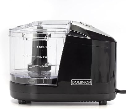 Dominion 1. 5 Cup - Electric Mini Food Chopper - Vegetables &amp; Fruit Cutter - خوادم نصلية فائقة من الفولاذ المقاوم للصدأ مع غطاء تأمين تأمين - زر لمسة/خطوة واحدة - أقدام مطاطية غير مزلقة - أسود