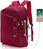 KINGSLONG Laptop Backpack for Women Men, Stylish Daypack fit 17 inch Notebook, Water Resistant Travel Backpacks with USB Charging Port for College Work Black