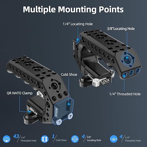 Miniatura 2 de Nitze Mango NATO de liberación rápida con riel NATO y adaptador de zapata fría, mini mango superior ergonómico para cámaras (serie LilStinger) -