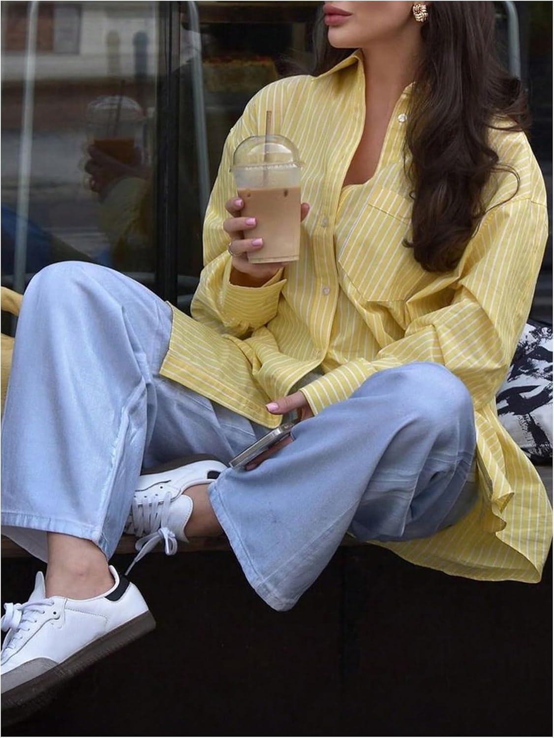 GORGLITTER Women's Striped Long Sleeve Shirt Button Down Blouses Dressy Casual Collared Business Work Office Outfits - Image 2