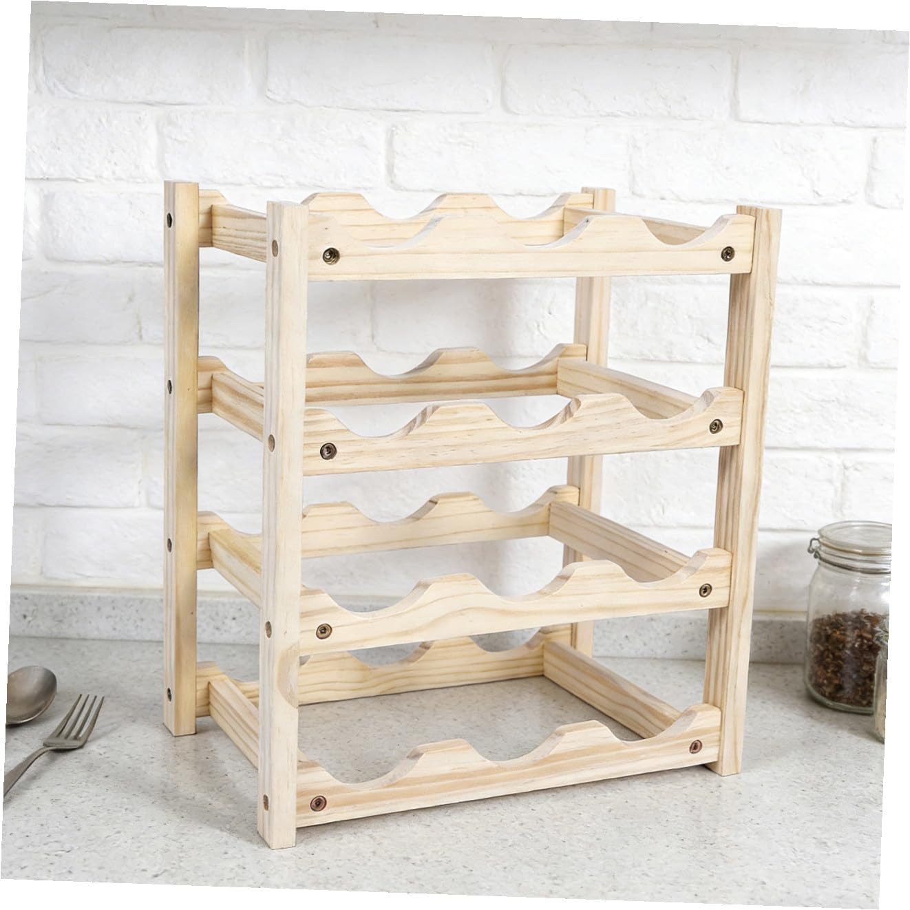 Bottle Wooden Wine Rack Wine Holder Countertop Stand Sturdy Storage for Fridge Cabinet Stackable Rack Decorative Bottle Holder