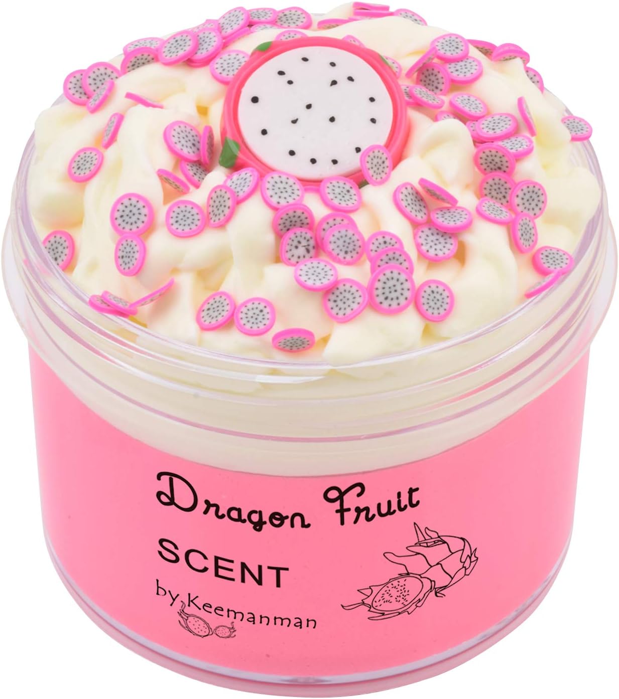 Keemanman Dragon Fruit Butter Slime, Scented DIY Slime Supplies Kit for Girls and Boys, Stress Relief Toy for Kids Education, Party Favor, Gift and Birthday (7oz)