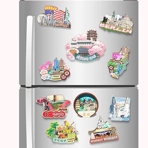 Miniatura 4 de China Wuhan - Imán de nevera con imán de madera 3D, monumentos coleccionables de viaje, decoración hecha a mano