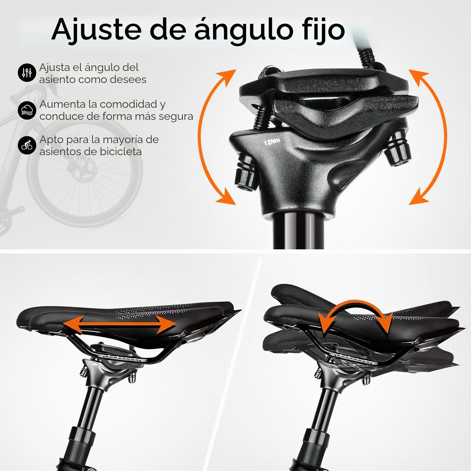 Tija de Sillín de Muelle con un Diámetro de 27,2mm, Tija Telescopica MTB con 4 Mangas Reductoras [Ø28.6/30.4/30,9/31,6mm], Tija de Sillín de Bicicleta para MTB, E-Bike, Trekking Citybike