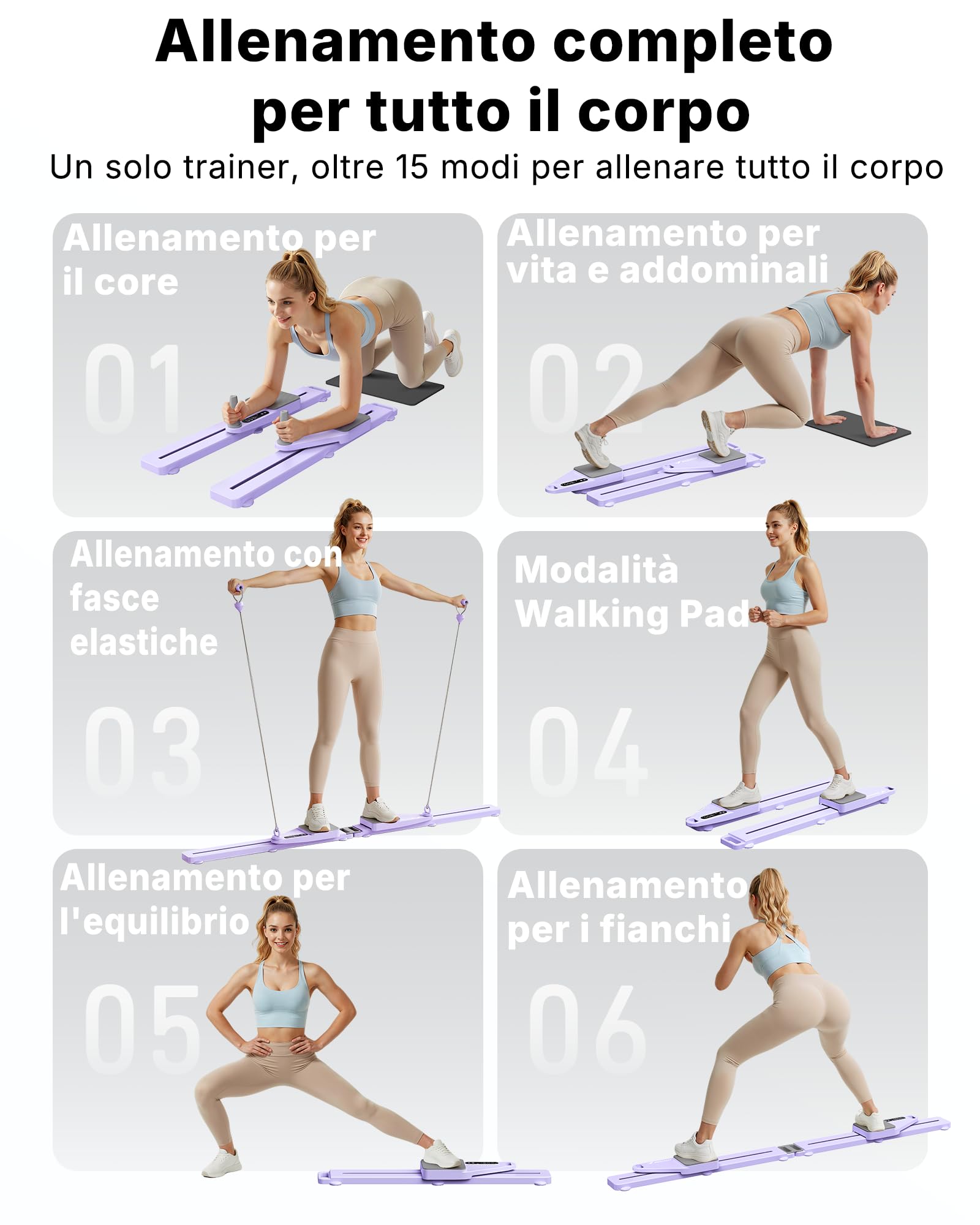 MERACH Pilates Reformer - Mini Reformer Pilates Reformer Pilates Per Casa 120KG Pieghevole, Pilates Board Per Addominali, Braccia E Gambe, Set Pilates Donna Attrezzi Muto