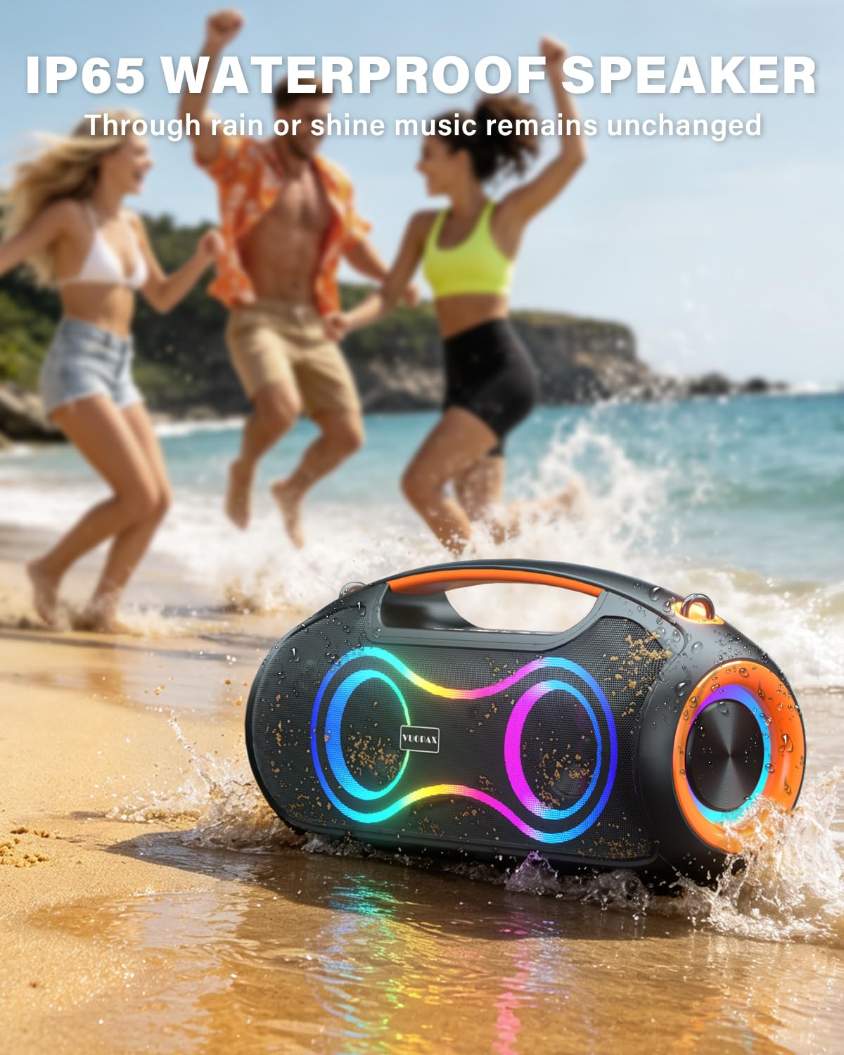 Cassa Bluetooth Potente Portatile (180W MAX),Altoparlante bluetooth Wireless configurazione 2*woofer 2*tweeter,Bluetooth 5.3,24H,IP65 Impermeabile,luci RGB,Bassi Profoni,DSP/ECHO/TF/USB