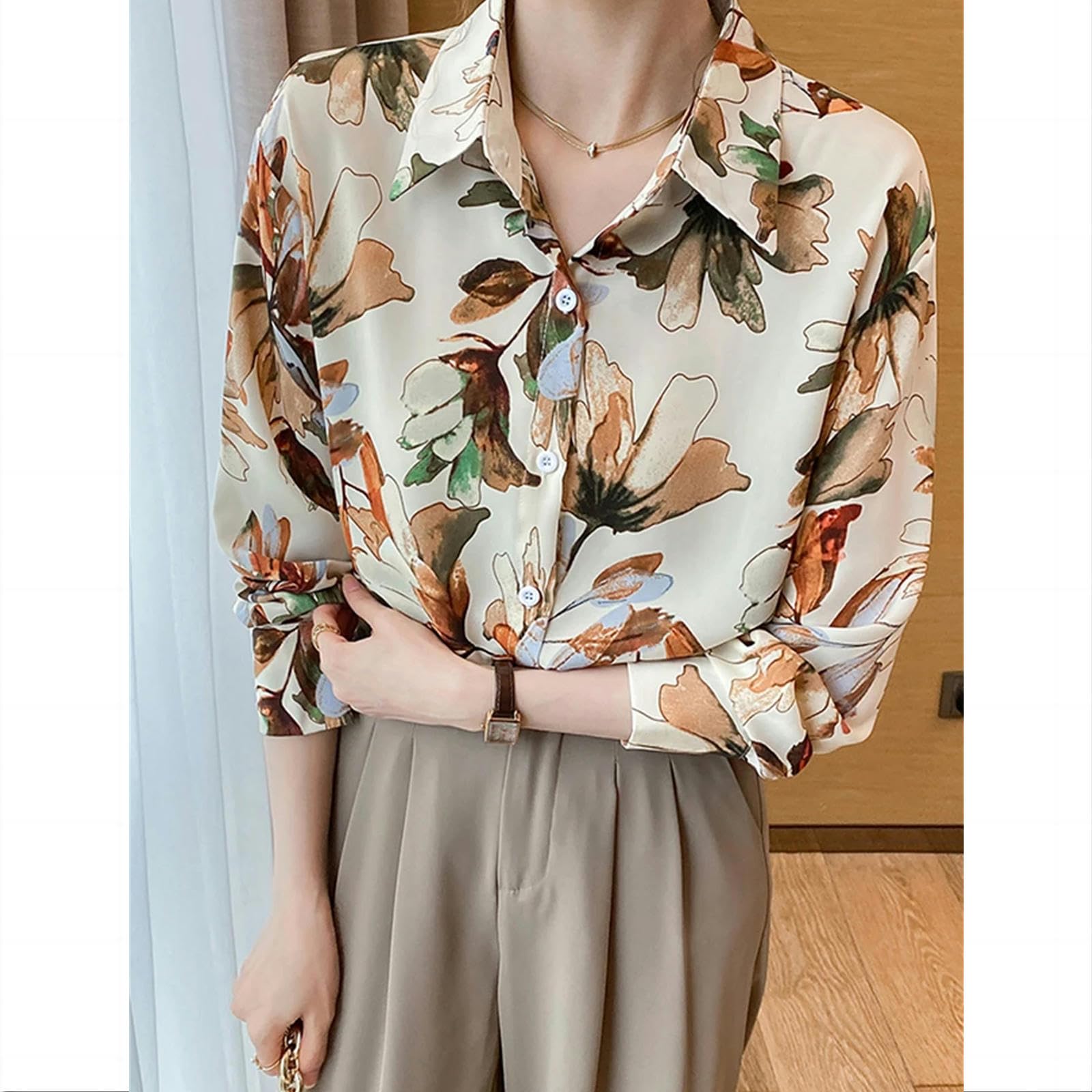 ZORMAN Camicia Donna Elegante Camicie in Chiffon Stampate per Donna Camicetta A Manica Lunga