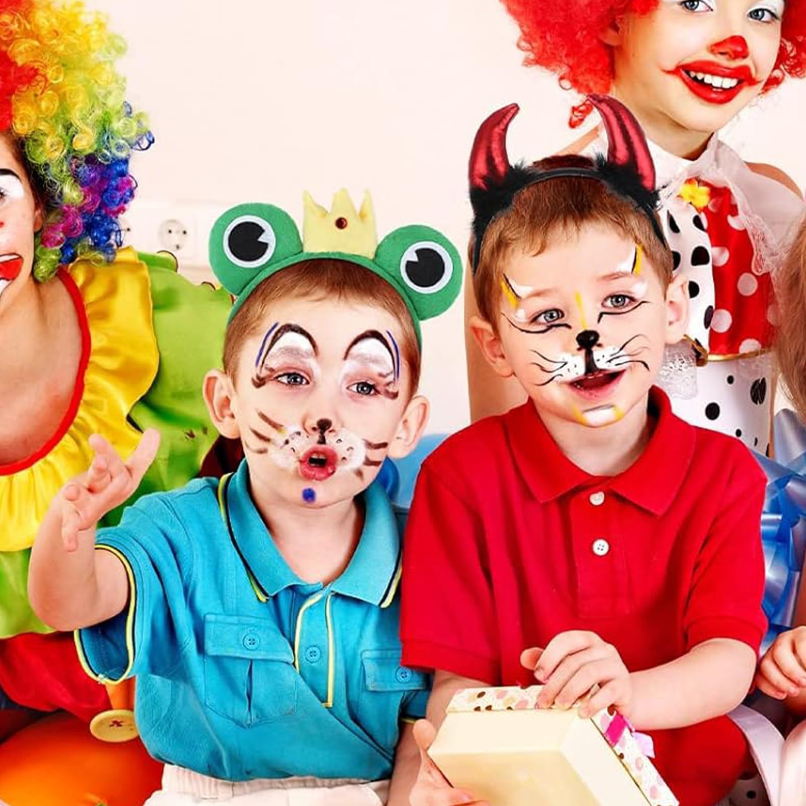 10 Pezzi Animali Orecchie Fasce, Fascia per Orecchie di Animale Cartone Animato, Fascia per Capelli in Maschera per Animali da Festa, Festa a Tema Compleanno Carnevale per Adulti per Bambini