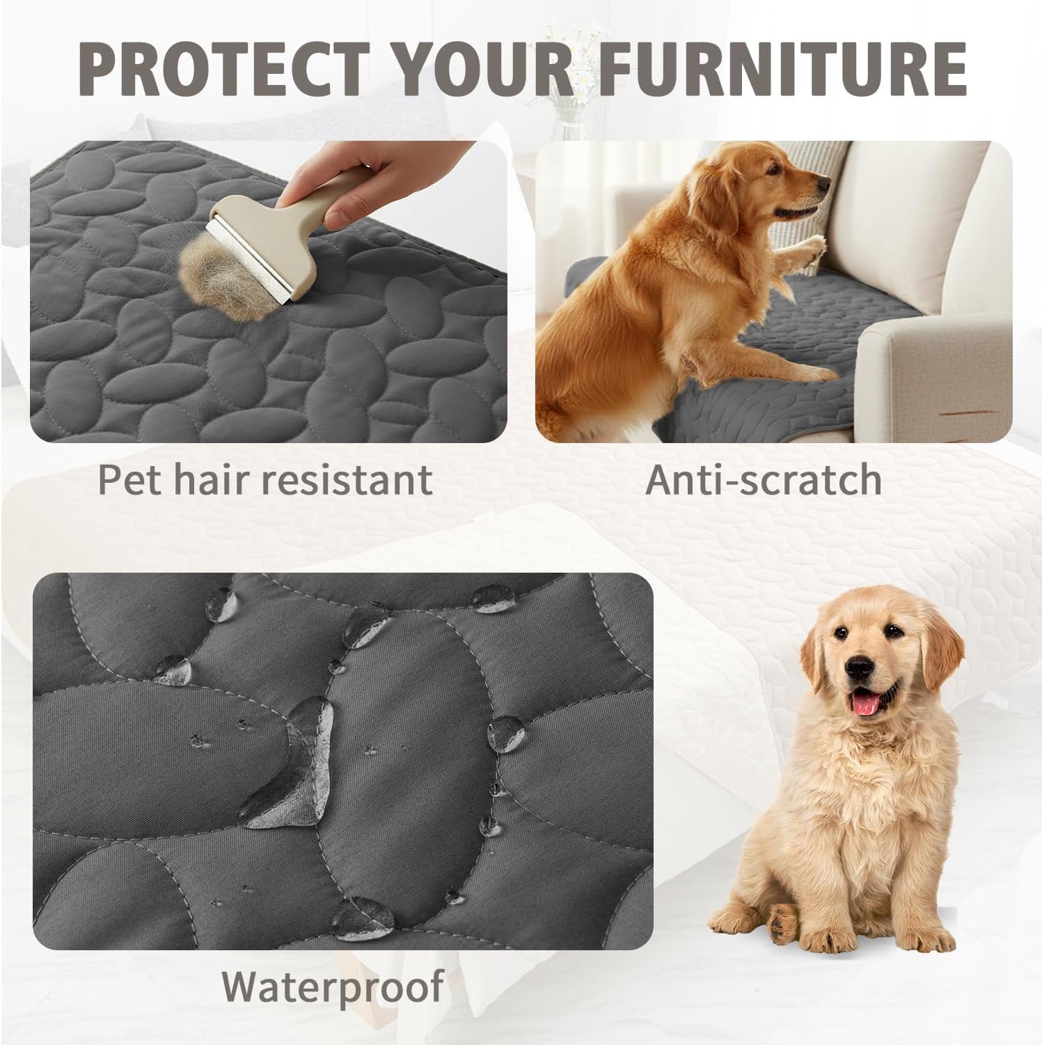 Ameritex Pet Bed Cover Dog Bed Blanket for Sofa and Furniture Waterproof New Pattern Design (68x82 Inch, Dark Grey) - Image 2