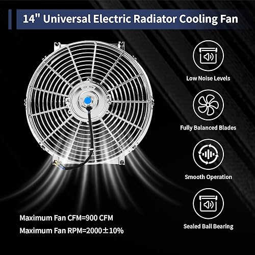 Vista 24 de Kit de montaje de ventilador de refrigeración de radiador eléctrico de 12 pulgadas, ventilador de radiador de alto rendimiento con kit de montaje