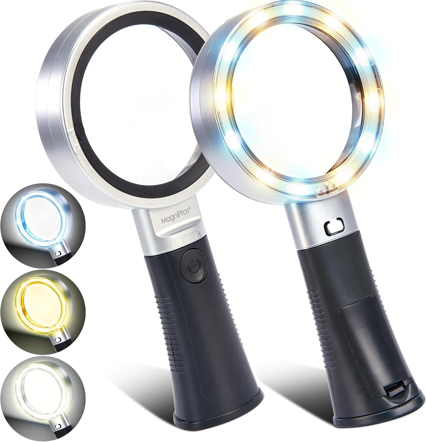 MagniPros Large 10X Magnifying Glass with 3 Light Modes AntiGlare LED Lighted Reading Magnifier