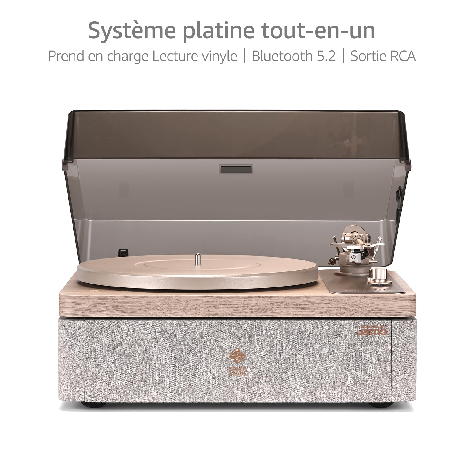 STACKSTONE DS07 Platine Vinyle Bluetooth 5.2 avec Haut-Parleurs accordés par JAMO, Suspension Anti-Vibration Double, Cellule AT3600L, Son Hi-FI, 33/45 Tours, Design Scandinave
