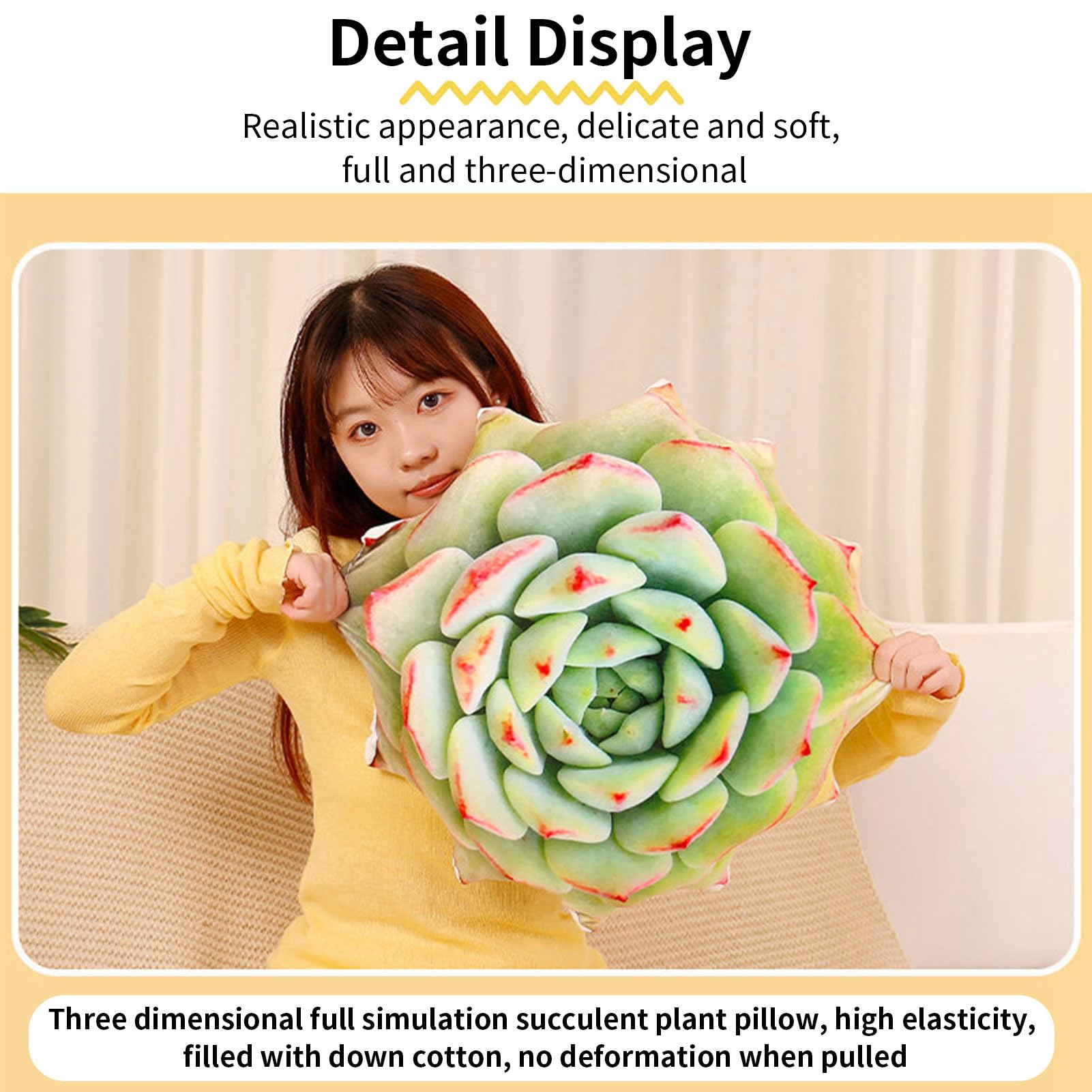 Almohada grande 3D para decoración del hogar, cojín decorativo con forma de planta suave, cojín tatami para decoración del hogar, dormitorio, sala de estar, sofá, oficina (verde, 75 cm)
