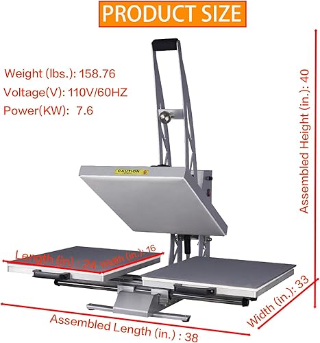Miniatura 8 de Máquina de prensa térmica 16x24 semiautomática máquina de prensa de calor de doble platina de apertura automática - Prensa de camiseta de