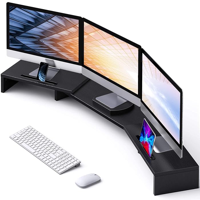 Buy LORYERGO Triple Monitor Stand, Long Large Monitor Riser with 2