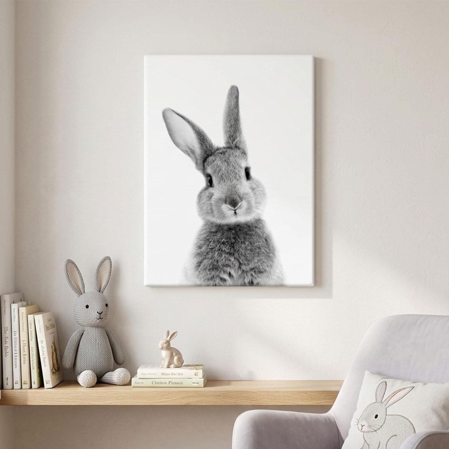 DakTenn Rabbit Wall Art Bunny Wall Art Bunny Decor Lovely Rabbit Posters for Rabbit Nursery Wall Art Framed Easter Artwork Home Decor Nursery Wall Decor for Bedroom Bathroom Bunny Poster Bunny Pictures 24x32 Inches