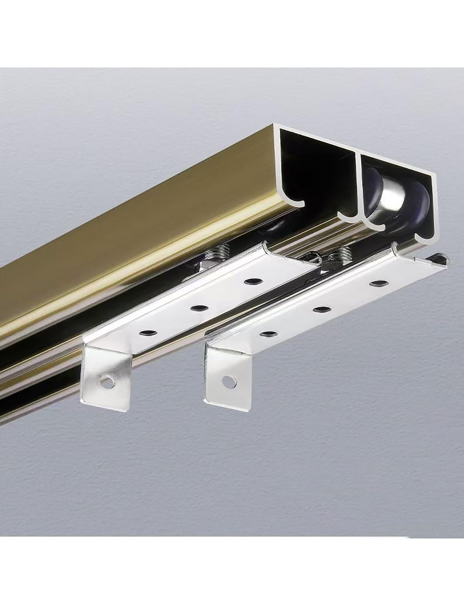 Kit de rail de porte coulissante, quincaillerie pour porte de grange à double poche avec roues, rail en aluminium pour installation de placard