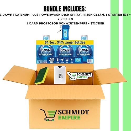 Miniatura 2 de Dawn Platinum Powerwash, aroma fresco, 1 kit de inicio + 2 recambios + esponja de limpieza + 1 protector de tarjeta SchmiidtEmpire + adhesivo (16