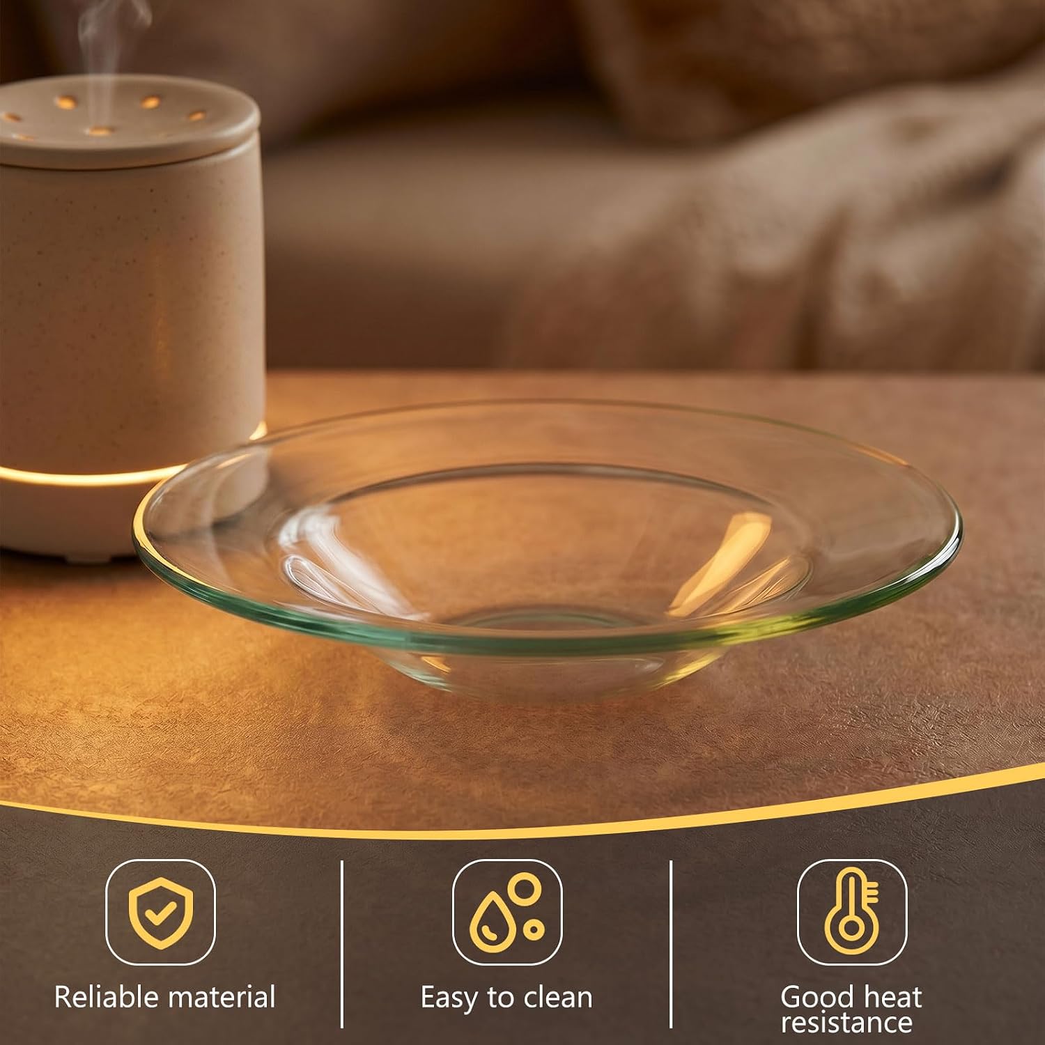 Patelai 4.5 Inches Replacement Oil Warmer Dish Round Glass Dish Wax Melt Candle Warmer Bowl Plate Lid Tray for Aroma Lamp Electric Lamps Oil and Tart(1 Piece)