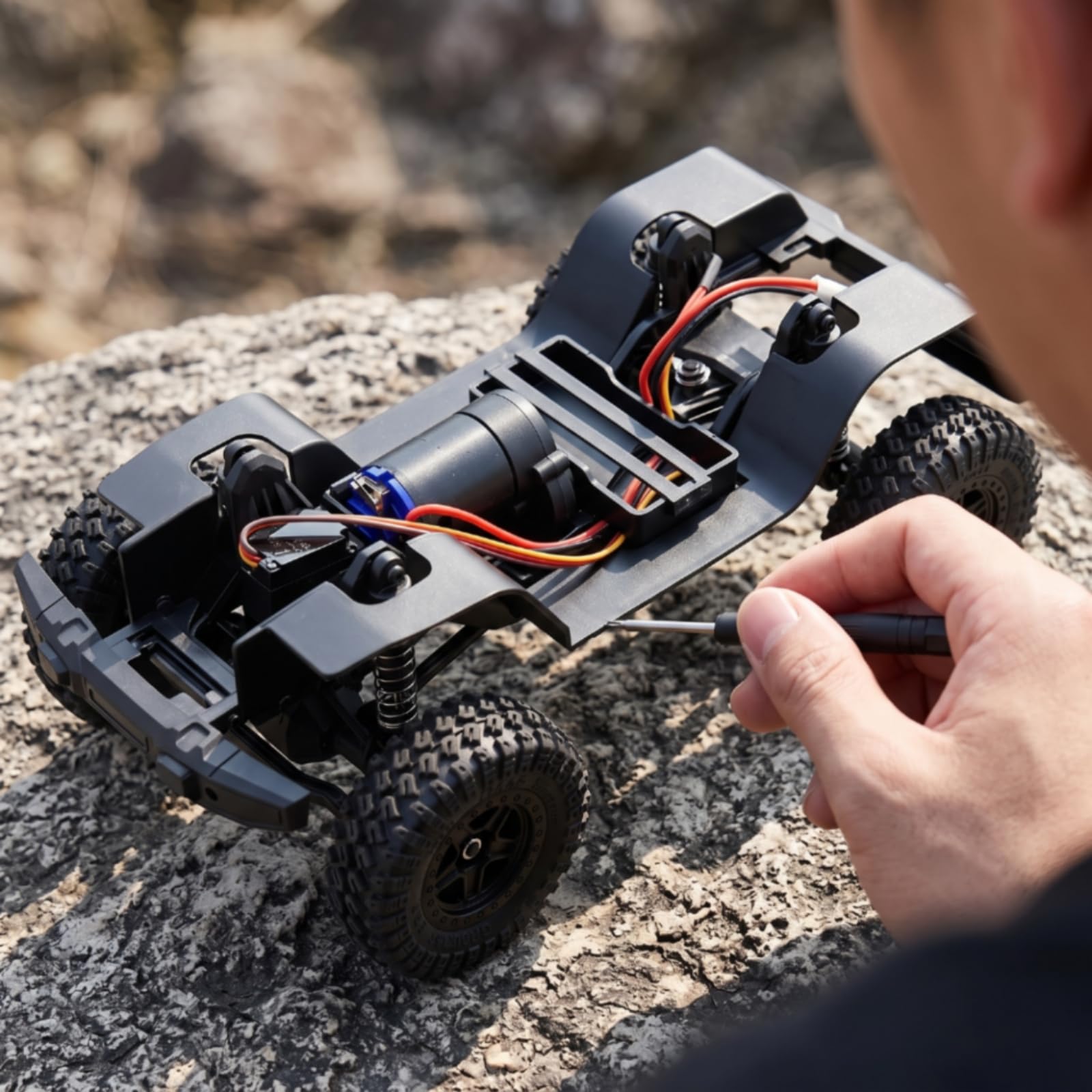 Chasis Control Remoto con Ruedas Escala 1/18 Chasis Crawler con Motor Todoterreno Conjunto Engranajes Motor para Molistas