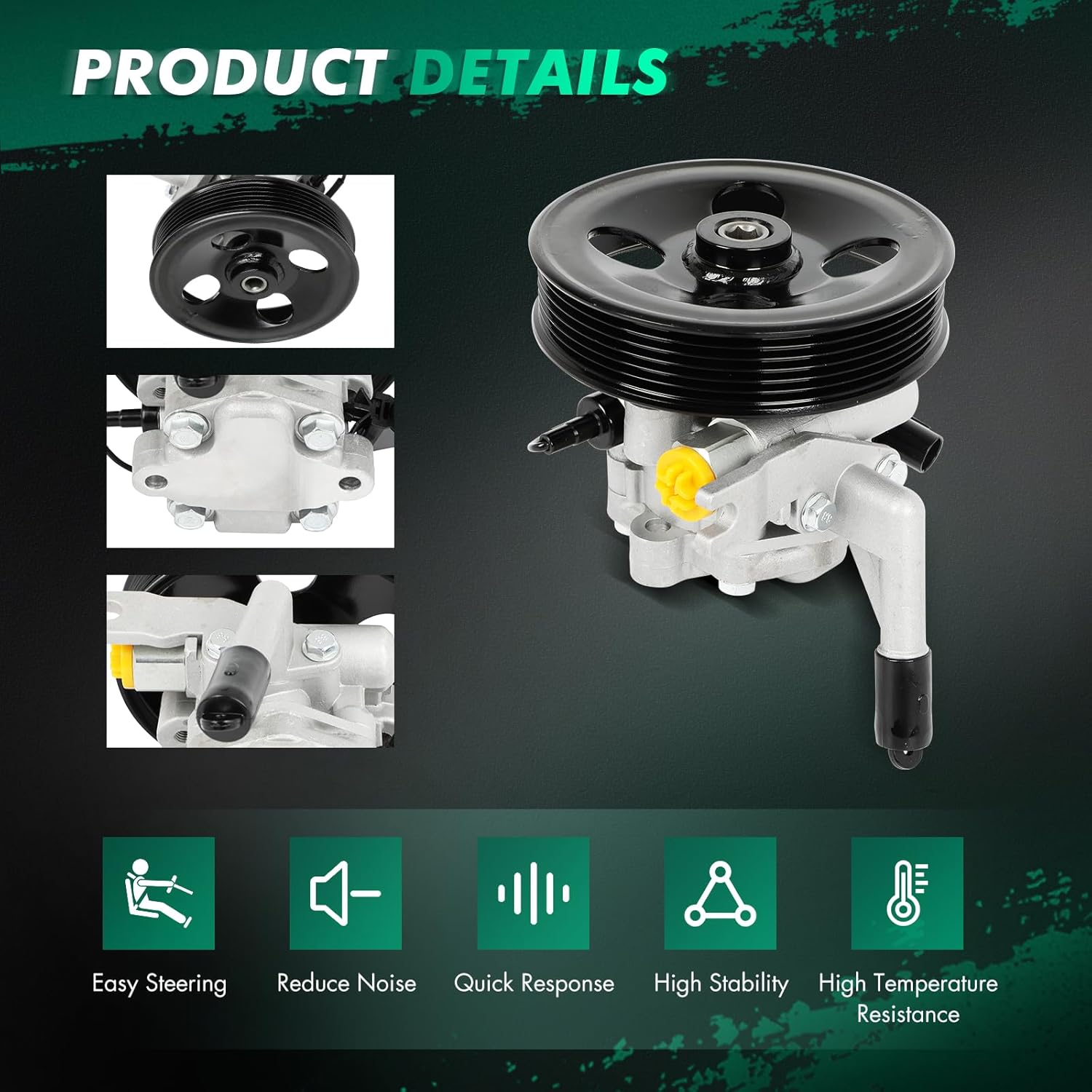 SCITOO Power Steering Pump, with Pulley, Compatible with Hyundai Genesis Coupe 2013-2016 V6 3.8L, Replace 571002M400, 21-671