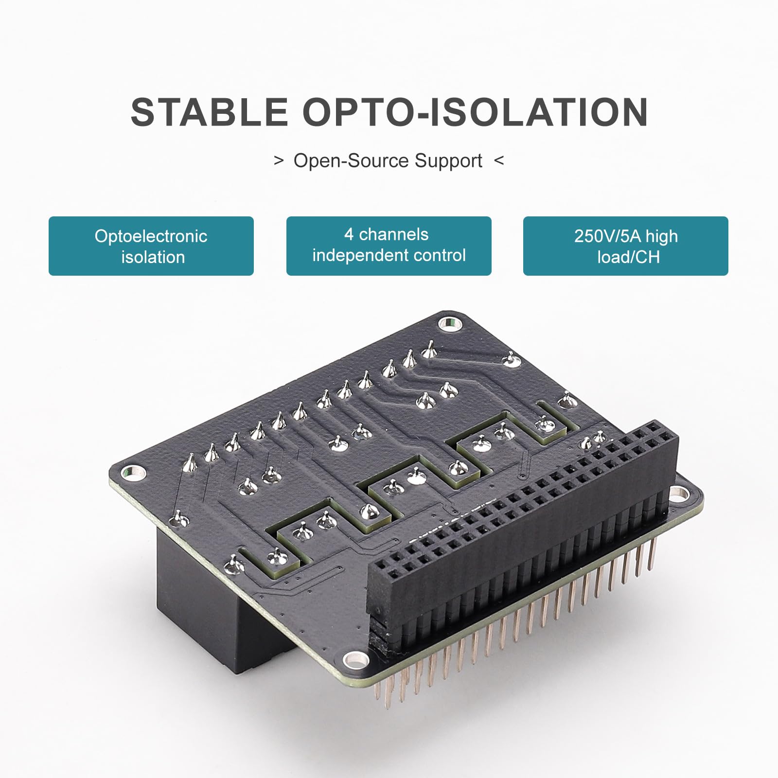 Cappellino relè a 4 canali per computer a scheda singola Raspberry Pi | Isolamento dell'accoppiatore ottico, doppia alimentazione 3.3V/5V, 4 canali indipendenti, codici demo Python/C