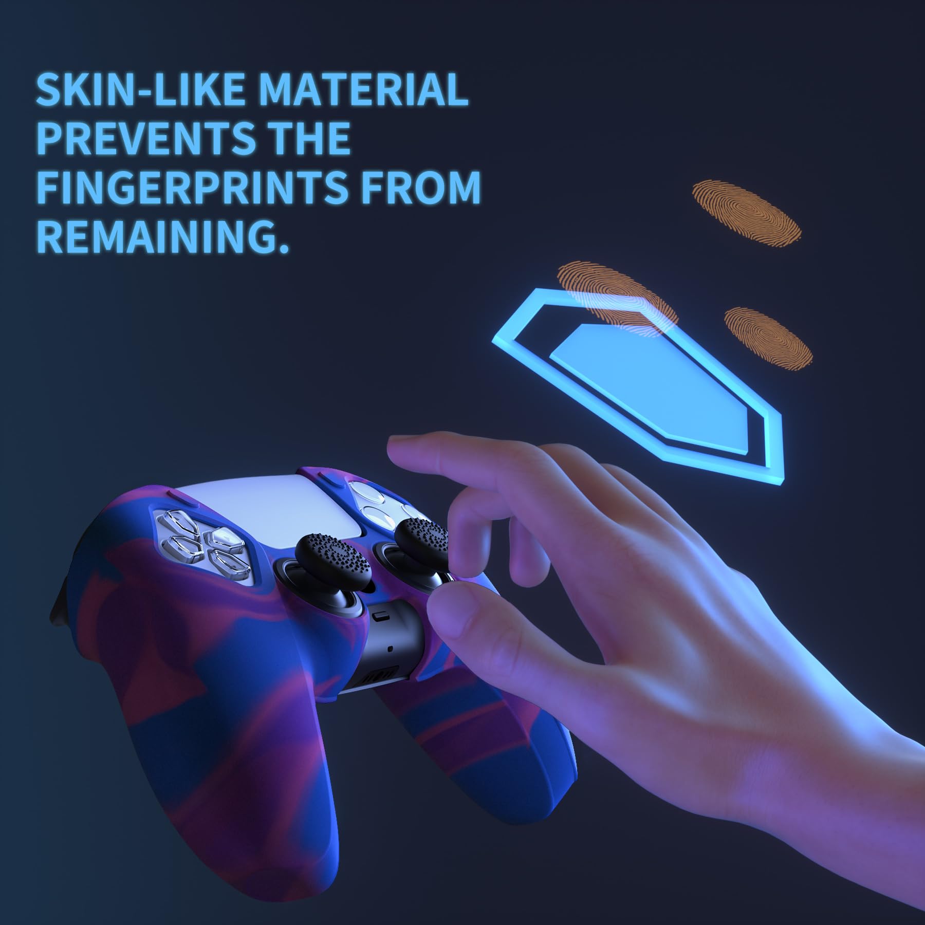 PlayVital Funda de Silicona para ps5 Mando - Cubierta Protectora Antideslizante y Suave con 6 Tapas para Pulgar, Grip Mejorado, Compatible con Base de Carga (Pure Series-Efectivo 100 Dólares) — view 11