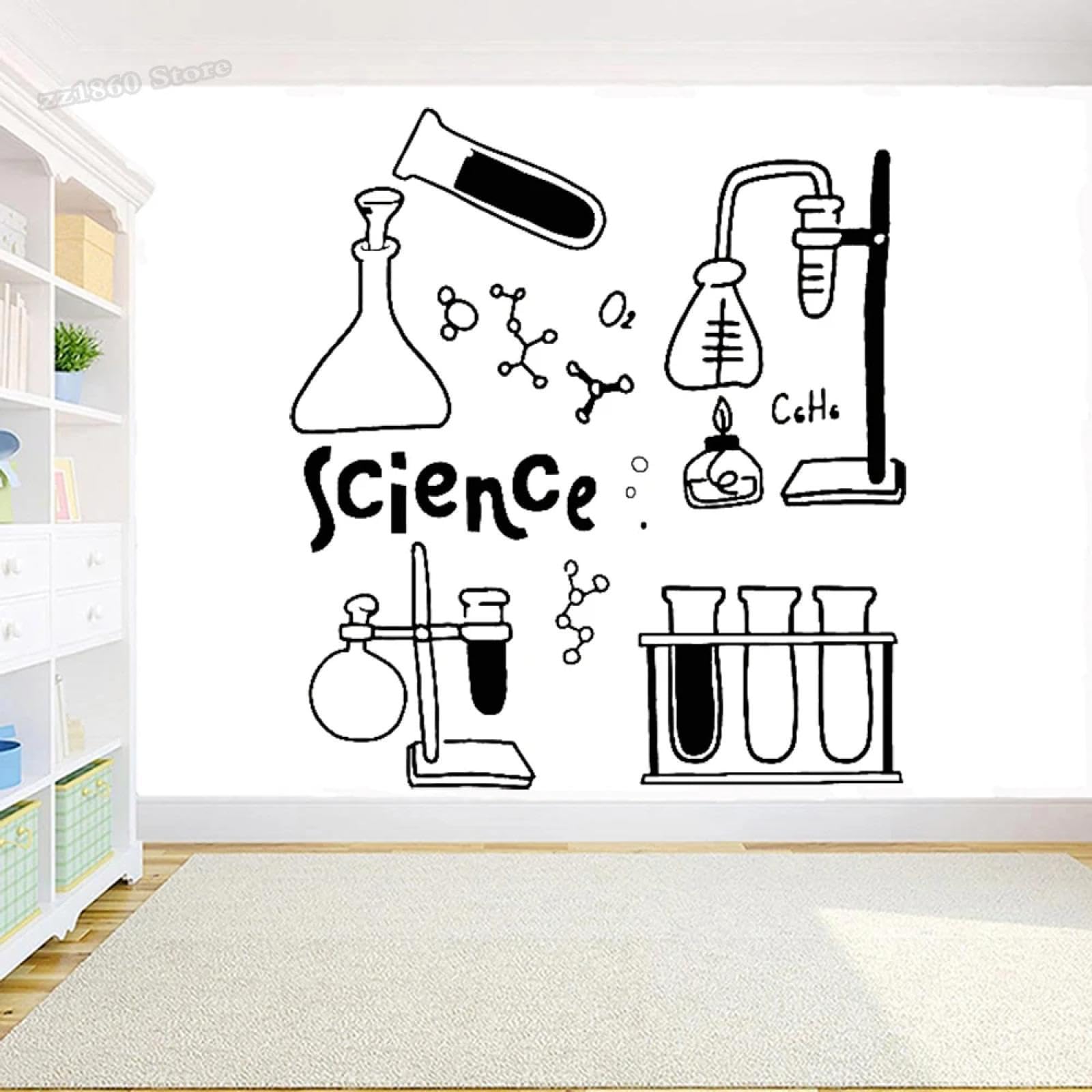 YOUOUSI Science and Chemistry Wall Decals, School Laboratory Wall Decals, Library Vinyl Wall Decals, Children's Room Living Room Bedroom Wall Art Decals