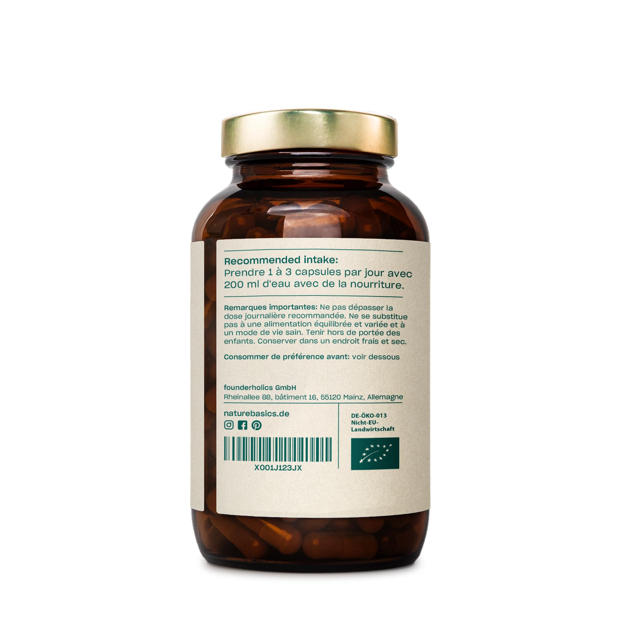 Nature Basics® Gélules de Triphala BIO certifiées & durables en pot | Triphala naturel hautement dosé à 1.500mg par dose journalière | 180 gélules testées en laboratoire & en provenance d'Allemagne