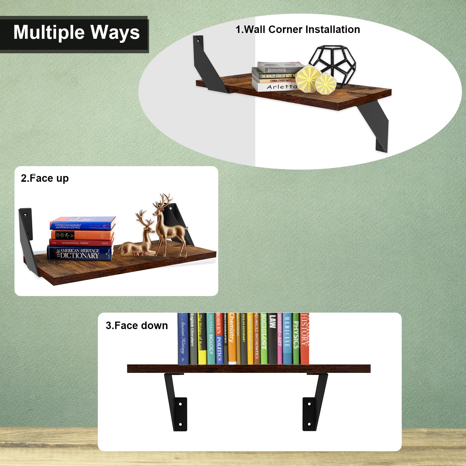 Snapklik.com : Wall Shelves,17Inch Wood Floating Shelves Shelves For