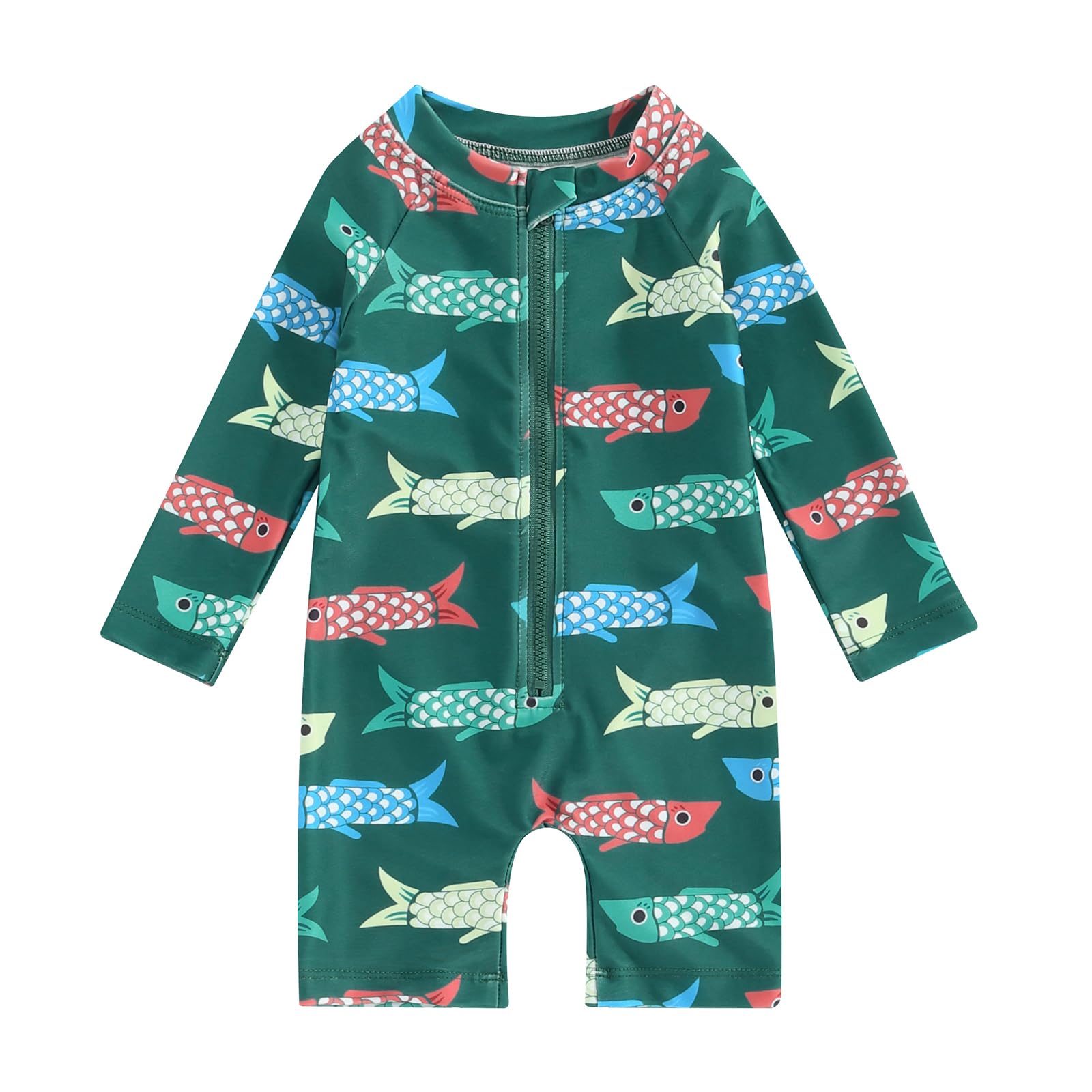 Dcohmch Baby Boy Swimsuit Rashguard Cartoon Print One Piece Bathing Suit Toddler Zipper Swimwear 6 9 12 18Months 2T 3T (Green 3, 3-6 Months)