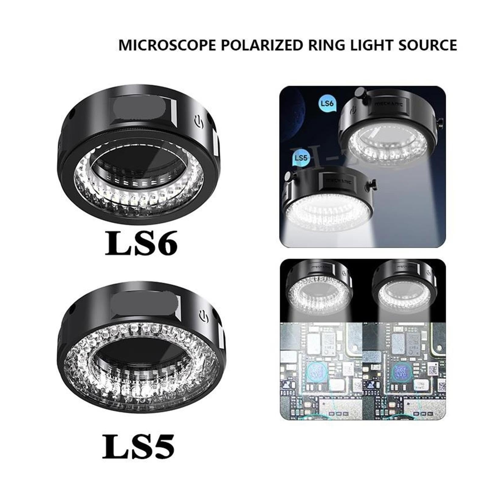 LS5 LS6 Anillo de luz for microscopio Lámpara polarizada de 84 LED