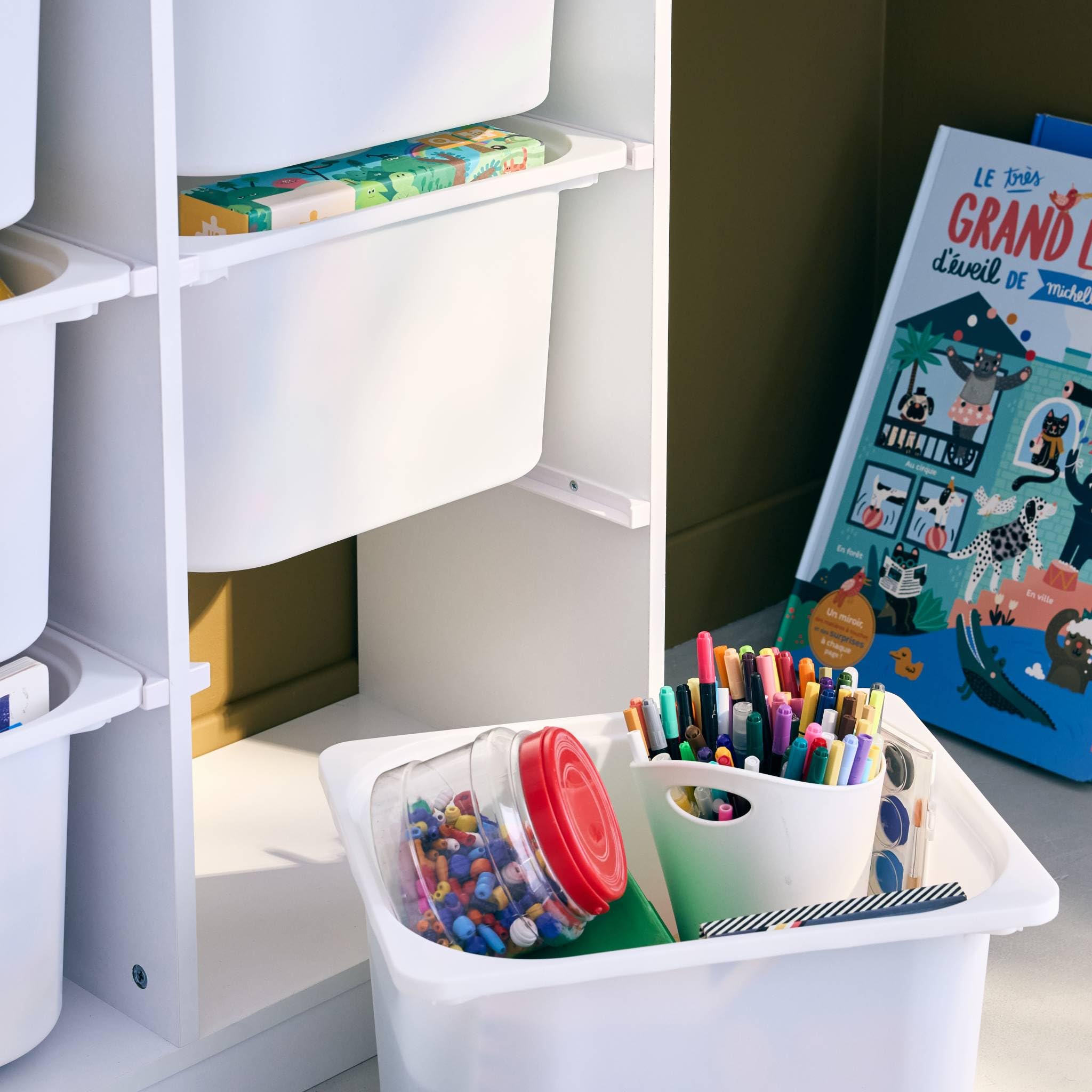 Sweeek Mueble para niños con 6 cubos almacenaje Sora Blanco 81.5x30x89 cm