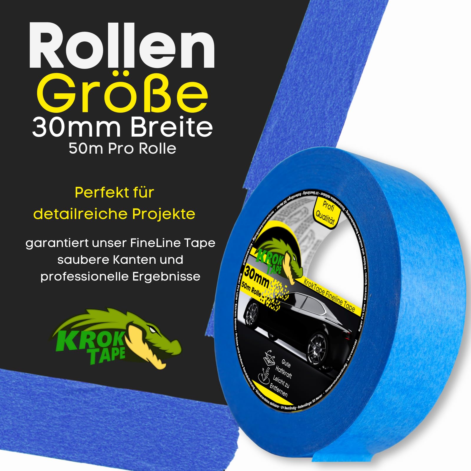 KrokTape - 20 nastri adesivi dorati, 30 mm x 50 m, nastro adesivo per pittura (20)