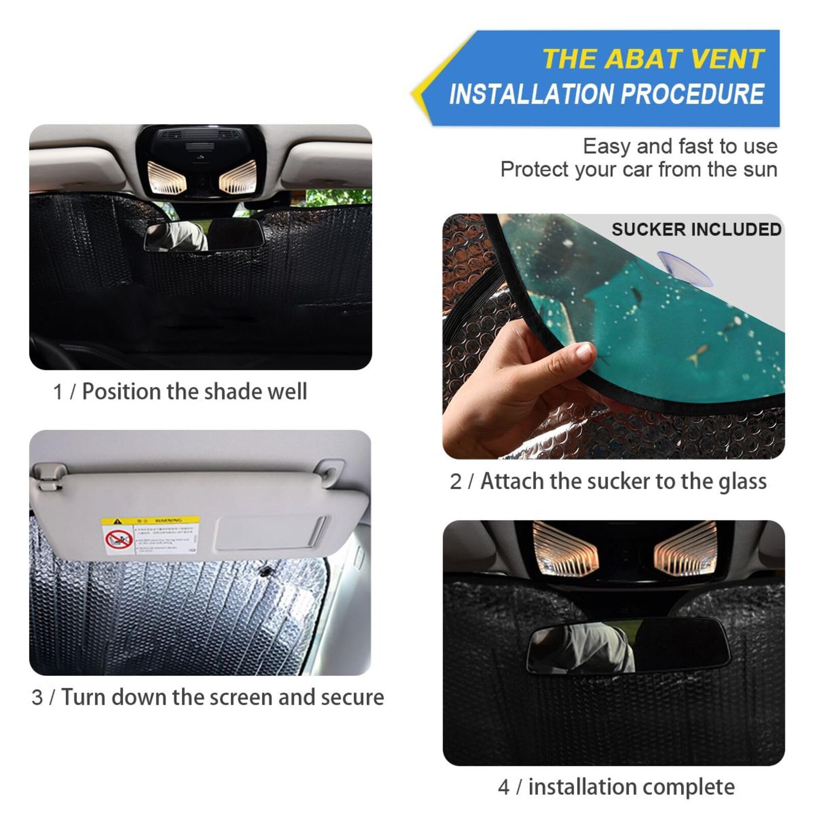 Flradish Sharks in The Ocean Car Front Windshield Sun Shade,Foldable Sun Visor Protector for Car Blocks UV Rays Keeps Your Vehicle Cool 55x27.6 Inch