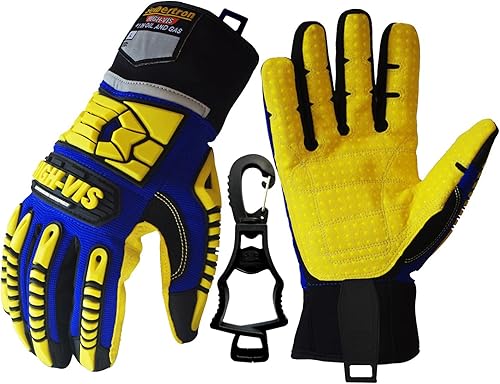 Vista 20 de Seibertron High-Vis Series Cut Resistant Reducing Anti-Impact Mechanics Heavy Duty Safety Rescue Oil and Gas Gloves Pantalla táctil verde Sdxg2