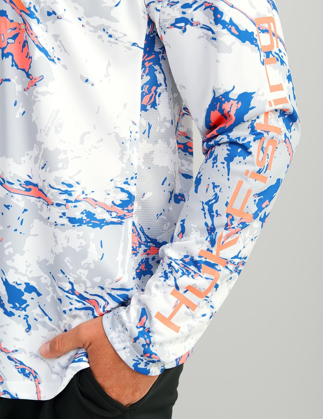 HUK Men's Pursuit Pattern Crew Sleeve, Performance Shirt