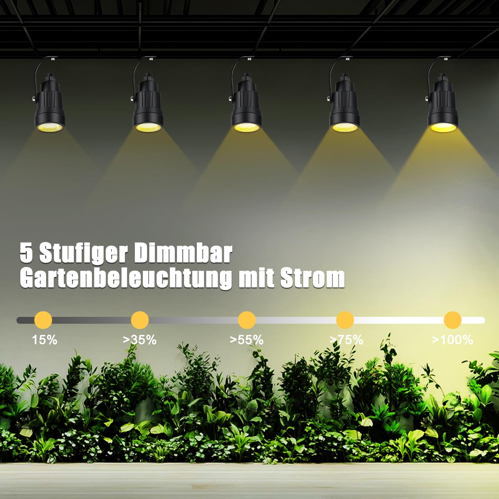 COOLWEST LED Gartenbeleuchtung mit Strom, 20M/8er Set Strahler mit Lichtsensor Warmweiß 3000K, Gartenstrahler Led Wasserdicht Außen IP65, 36V Gartenspots für Draußen, Terrasse, Einfahrt, Dimmbar