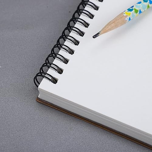 Miniatura 3 de Cuaderno de bocetos A6 en blanco - Cuaderno espiral con tapa Kraft de 60 lados (30 hojas) de papel 100% reciclado de 5.64 ozm para dibujar y escribir