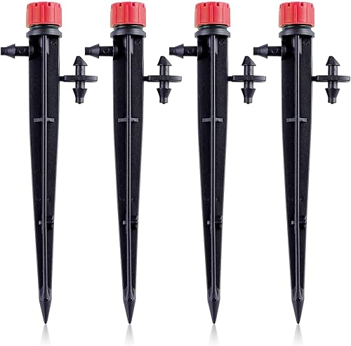 Kalolary Emisor de goteo de riego de 14 pulgadas, 20 piezas de microrociadores ajustables de 360 grados, 8 agujeros, flujo de agua de círculo