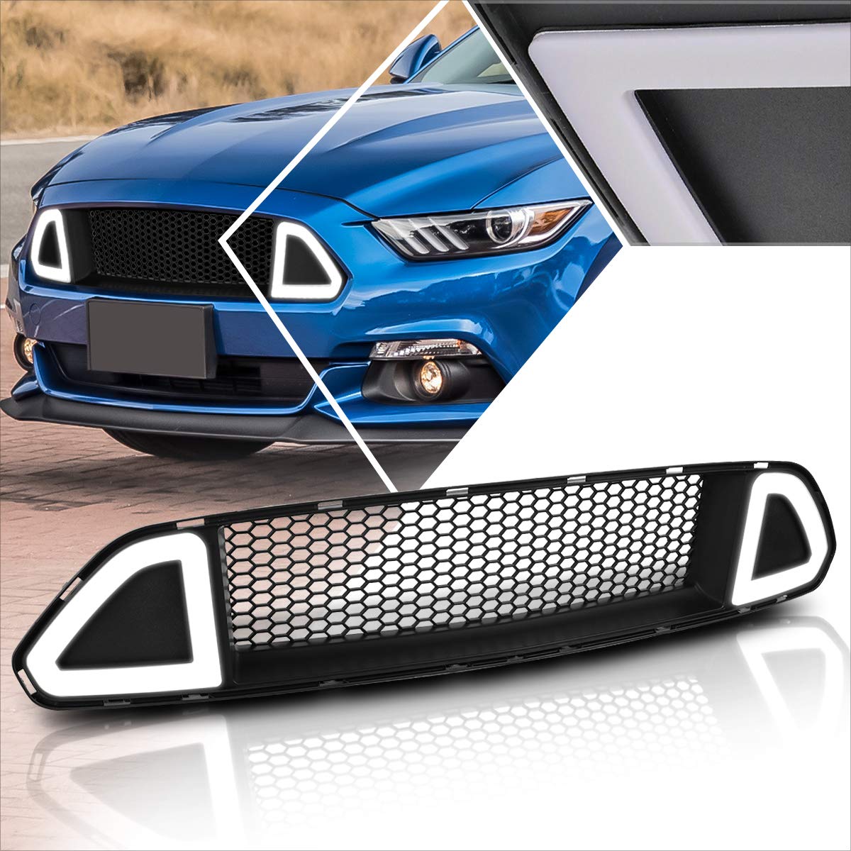 Buy Front Bumper Mesh Grill Grille w/Triangle LED Light