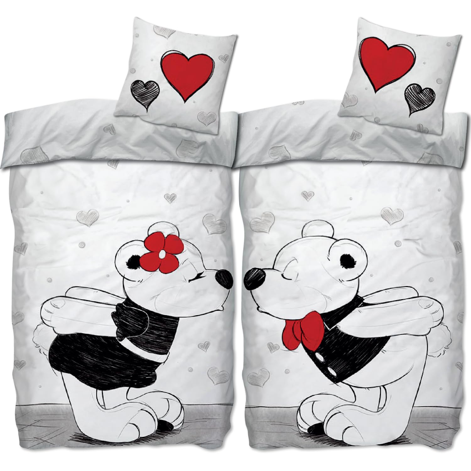 Skybrands Mr. & Mrs. Partnerbeddengoed, paar, beddengoed, 4-delig, 135