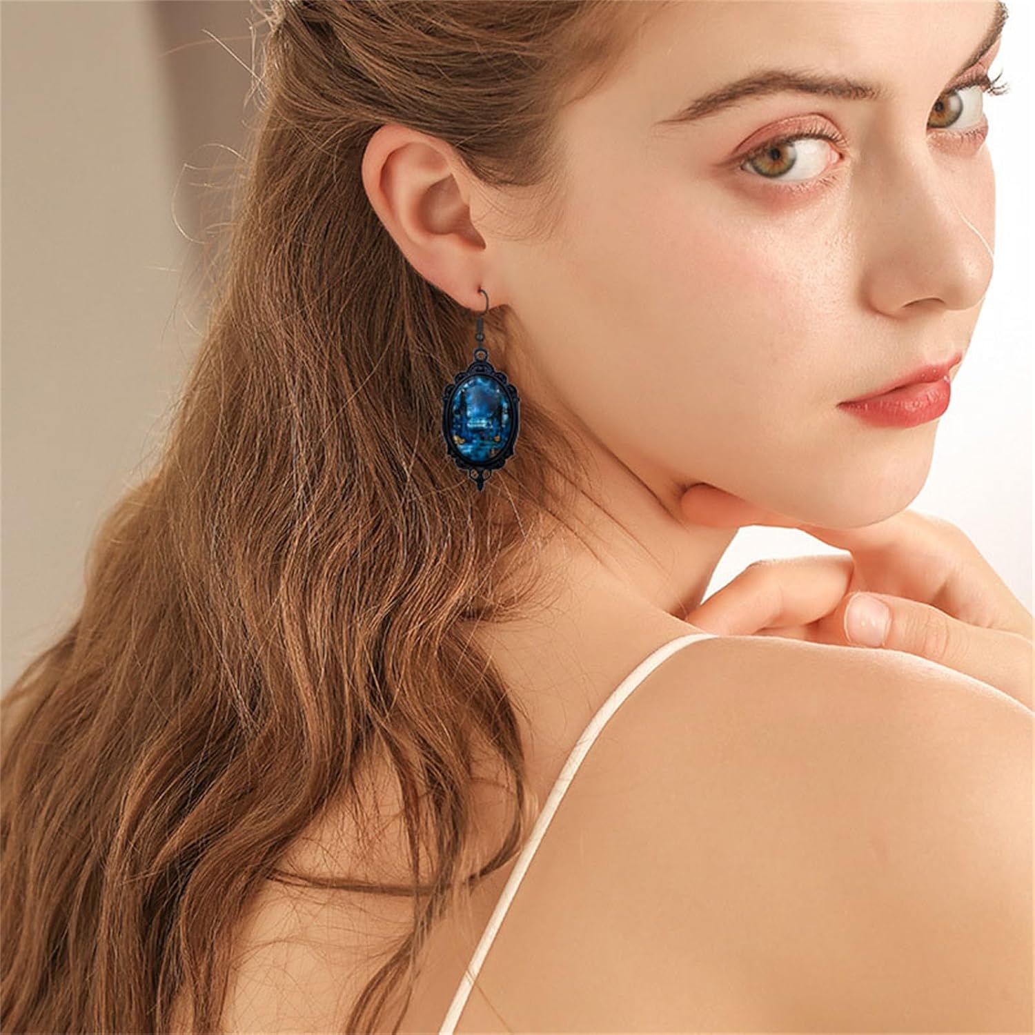 Dreuyet Gothic Castle Cameo Earrings for Women Vintage Crystal Glass Castle Earring Goth Punk Style Mystic Victorian Earrings Halloween Castle Wizard Witch Earring Jewelry - Image 5