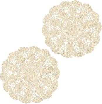 Phantomon Lace Doilies Crochet Cloth Table Placemat Handmade Round Coasters Rosary Doily, 100% Cotton Pack of 2, 15 inch 40cm x 40cm