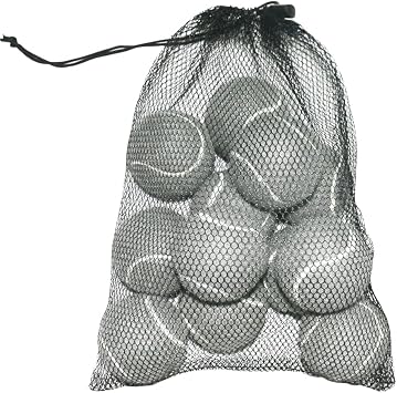 URBEST Tennis Ball 12 Packs Training Tennis Balls Practice Balls for Novice Player, Pet Dog Playing Balls with Mesh Carry Bag