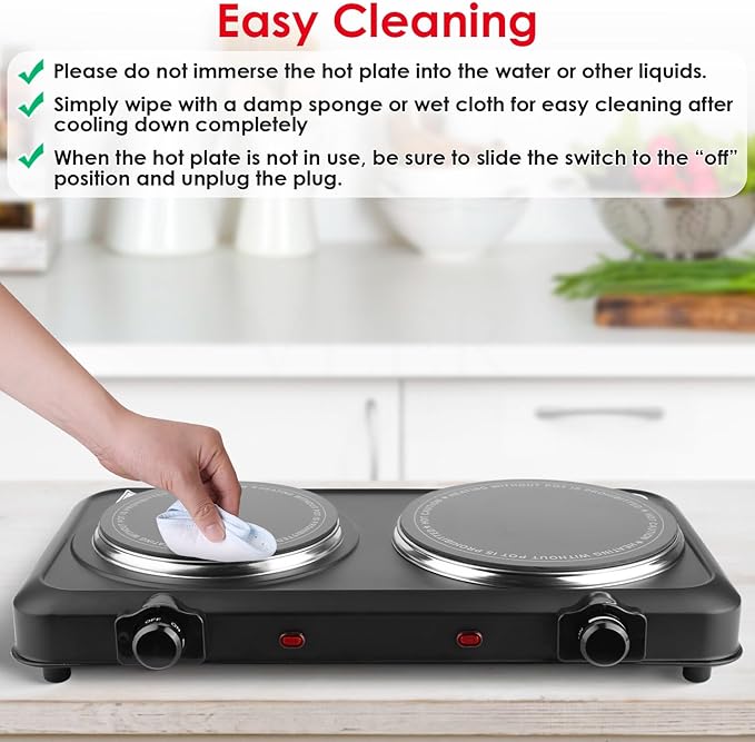 Estufa Eléctrica de 2 Puestos, 18.3" Ancho, 110V miniatura 8