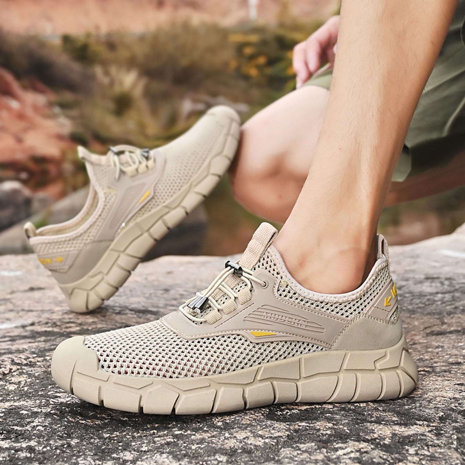 Generisch Turnschuhe mit Schnellverschluss Herren, Sportschuhe Herren Mesh, Sneaker Atmungsaktiv Joggingschuhe Flache Sohle Sommerschuhe Einfarbig Fitnessschuhe rutschfest Freizeitschuhe Casual